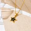 Moda Negro Estrella de Cinco Puntas Cadena Estrella Clavícula Lujo Ligero Elegante Acero de Titanio Simple Combinable Collar 26 Letras del Alfabeto Inglés