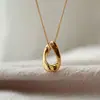 Collar Brillante Dz con Forma de Anillo Oval Geométrico Hueco para Mujer, Simple, Moderno, Elegante, de Alta Gama, Cadena Clavicular Elegante