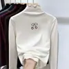 Nova Blusa Térmica de Fleece com Gola Meia-Alta para Meninas Estilo Outono/Inverno para Crianças de Tamanho Médio a Grande Versátil Casual Quente Blusa com Detalhe na Orelha