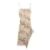 Moda europea y americana transfronteriza para mujer AliExpress artículo más vendido elegante vestido camisola decorativo estampado en capas