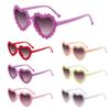 Gafas de sol con diseño de margaritas y protector solar para niños, estilo retro con flores, con forma de corazón, para discotecas y fiestas navideñas.