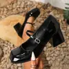Comercio Exterior Transfronterizo Talla Europea Personalizado Punta Cuadrada Zapatos de Mujer Tacón Grueso Mary Jane de Una Tira Tacones Altos Talla Grande Zapatos de Trabajo