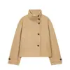 Para Comércio Exterior Transfronteiriço Europeu e Americano Roupas Femininas Aliexpress Mais Vendidas Casual Versátil Gola Alta Jaqueta Curta de Lã Casaco