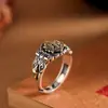 Anillo de Personalidad Plata Producto Plata de Ley S925 Patrón Dios Amarillo de la Riqueza Estilo Étnico Retro Personalidad Lujo Ligero Anillo Ajustable