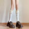 Meias 3/4 para mulheres, outono e inverno, algodão, acabamento em renda, estilo JK, meias largas, modeladoras, Lolita, meias de renda, antibacterianas