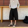 Pantalones Cortos Anchos Holgados de Pierna Ancha Negros Delgados de Verano para Hombre Estilo Simple Americano Old Money Shorts de Traje Casual