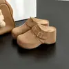 Mocasines deslizables estilo Birkenstock con plataforma extragruesa de 9CM, fáciles de usar, punta cerrada, diseño de media zapatilla, zapatos versátiles para mujeres petite