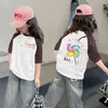 Camiseta de Verano para Niña de Manga Corta 100% Algodón Nuevo Estilo 2026 Camiseta Fina de Verano con Media Manga para Niños Niñas t