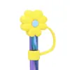 Taza de Agua Tapa para Popote a Prueba de Polvo Cubierta de Popote Flor de Crisantemo Pequeña Tapón de Flor de Goma Suave PVC Diámetro Grande 10mm