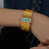 Estilo chic personalidad simple joyería de nicho diseño hexagonal hueco pulsera chapada en oro de acero de titanio incrustada