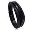 Acessórios transfronteiriços para homens multicamadas Pulseira de couro masculino de tecido simples Europa e Estados Unidos nova pulseira de imitação de fivela magnética