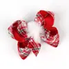 Pinza de pelo con lazo grande de Navidad para niños europeos y americanos, pinza de bola de pelo con lazo grande a cuadros para niña, pinza con elemento navideño