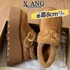 Sapatos com Plataforma de 8cm para Aumentar a Altura para Mulheres Baixas, Sapatos Estilo Birkenstock com Lã Adicional e Lã de Cordeiro Espessa e Quente, Sapatos de Algodão, Botas de Neve