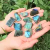 Cristal natural labradorita, amatista, cuarzo citrino, piedras en bruto de piedra lunar morada, amarilla, azul, piezas pequeñas para decoración de paisajismo de acuario, venta al por mayor
