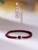 Pulsera de Granos Pequeños de Granate Natural para Mujer Pulsera de Cristal de Cuerpo Puro Color Rojo Vino Bucle Único Pulsera de Lujo Ligero Regalo