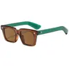 Gafas de Sol Cuadradas de Nuevo Estilo con Remaches, Gafas de Sol Unisex de Moda de Nicho Estilo Europeo y Americano para Actividades al Aire Libre T22168