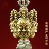 Adornos de Mortero de Acero Dorado de Cinco Puntas de Xizang Mortero de Diamante Tallado en Cobre Estilo Xizang para Sala de Estar Juego Completo de Adornos Decorativos