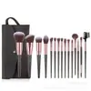 Bestseller transfronterizo: Set de brochas de maquillaje de 15 piezas color champán, brocha para polvos, brocha para sombras de ojos, cerdas suaves, brocha de maquillaje gigante portátil