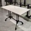 Mesa de Comedor Exterior Francesa de Pizarra Mármol con Borde de Acero Inoxidable Mesas y Sillas para Restaurante Occidental Tienda de Té con Leche Cafetería