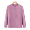 Nuevo cárdigan de punto de otoño para madres, abrigo de suéter para mujeres de mediana edad y mayores, top holgado de talla grande para señoras mayores y abuelas