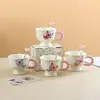 Copo de Água Criativo Fofo para Casa Taça Caneca Desenho Animado Copo de Leite Estilo Ins Cerâmica de Aparência Elegante Casal