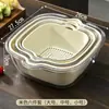 Cesta Drenante de Camada Dupla para Lavar Legumes, Utensílio de Cozinha Doméstico, Cesta Multifuncional para Lavar Vegetais, Bacia para Lavar Frutas e Legumes