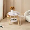 Mesa redonda pequeña, mesa de centro, uso simple en sala de estar del hogar, mesa auxiliar para sofá, mesita de noche de dormitorio, mesa de balcón mini minimalista creativa