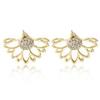 B067 Aretes Boutique Creativos Europeos y Americanos con Forma de Loto Hueco con Diamantes Completos AliExpress Aretes de Comercio Exterior Joyería Pequeña para Mujer