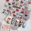 Pegatinas para Uñas de Pony de Año Nuevo 3D en Relieve Lindos Dibujos Animados Patrón de Tela Retro Uñas Portables Decoraciones de Pegatinas para Uñas DIY