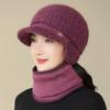 Chapéu de Inverno para Mãe Chapéu de Lã de Coelho Quente Tricotado de Veludo para Mulheres Chapéu de Algodão à Prova de Frio para Meia-Idade e Idosos Proteção para Orelhas de Vovó