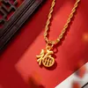 Nova Luminária Pendente Estilo Chinês Caractere Fu Vazado Ruyi Ábaco Luxo Retrô Colar Vazado Atrai Riqueza e Tesouro Presente para Namorada