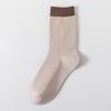 Calcetines de media caña de doble aguja para mujer Primavera y Otoño combinación de colores versátil medias casuales para mujer calcetines para mujer Zhuji calcetines de algodón de color sólido