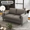 Sofá moderno minimalista marrom com assento quadrado e volumoso, luxo leve para sala de estar, pode ser combinado para espaços pequenos e grandes