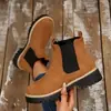 Botines Chelsea Mate para Mujer, Nuevos Botines Martin de Suela Gruesa con Tacón Grueso de Otoño e Invierno, Estilo Británico Botines Elásticos sin Cordones tipo Chimenea