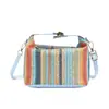 Bolso Nuevo de Diseño de Nicho para Mujer, Estilo Étnico, Bolso Cruzado Caja Versátil de Bloques de Color, Elegante Bolso Tejido para Viajes Diarios