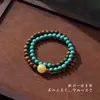 Pulseiras de Círculo Único e Duplo Turquesa, Pulseiras Versáteis de Moda de Nicho para Mulheres, Sândalo Verde, Sândalo Dourado, Joias de Contas de Oração Budista