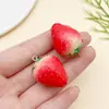 5 Brinquedos de Comida de Resina Estéreo Vermelho/Rosa Pingente Grande de Morango Chaveiro DIY Pulseira Brincos Acessórios de Joias