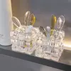 Suporte para Colher de Máscara, Colher para Pegar Creme, Espelho de Vidro de Mesa, Pincel Aplicador de Creme para Olhos para Maquiagem e Skincare, Caixa de Armazenamento