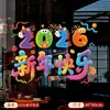 2027 Ano Novo Desenho Animado Pelúcia Adesivos Estáticos para Vidro Ano Novo Decalques de Janela 5D Adesivos de Janela Decorações de Cena de Ano Novo