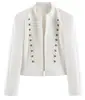 Roupas femininas europeias e americanas transfronteiriças, populares no AliExpress, jaqueta casual da moda estilo francês com ombreiras e botões
