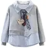Conjunto de Moletom para Meninas Jeans de Outono 2026 Novo Estilo Quente Versão Coreana Infantil Top com Gola Roupas de Outono para Meninas
