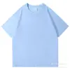 Camiseta de Algodón Puro Hombro Caído 200g Manga Corta Unisex Top Liso Estilo Coreano Moda Versátil Bordado de Logo Uniforme de Clase Ropa de Trabajo