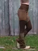 Ebay AliExpress wish2019 Pantalones Casuales Elásticos de Costura Viva Plegada de Otoño para Mujer Europeos y Americanos de Cintura Alta