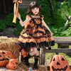 Vestido princesa Lolita para meninas, vestido abóbora, fantasia de Halloween, roupa festiva para apresentação, vestido de menina, roupa de outono