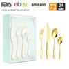 Vajilla de acero inoxidable transfronteriza de Amazon, juego de cuchillos, tenedores y cucharas de diamante estrella de 24 piezas, cuchillo para carne occidental, tenedor y cuchara para 6 personas.