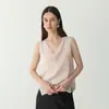 Camisola de Seda Pura de Peso Pesado 22 Momme con Escote Holgado, Top sin Mangas de Patchwork de Lujo Ligero para Mujer
