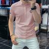 Camiseta polo de manga corta para hombre, con solapa estampada y hebilla semiabierta, informal, de verano, para negocios, con lunares, fina, de media manga.