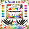 ¡Guau, set de marcadores acrílicos de 24 colores transfronterizo con puntas suaves duales adecuado para creación DIY en cerámica, piedras y madera