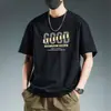 Camiseta de Manga Corta para Hombre, Verano Holgada, Estilo Americano, Estilo Trendy de Hong Kong, Nuevo Estilo Ins, Camiseta de Manga Tres Cuartos, Comercio Transfronterizo