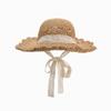 Sombrero de paja Lafite para mujer, sombrero de playa de encaje francés de verano junto al mar, protección solar para vacaciones, sombrero de sol de paja plegable